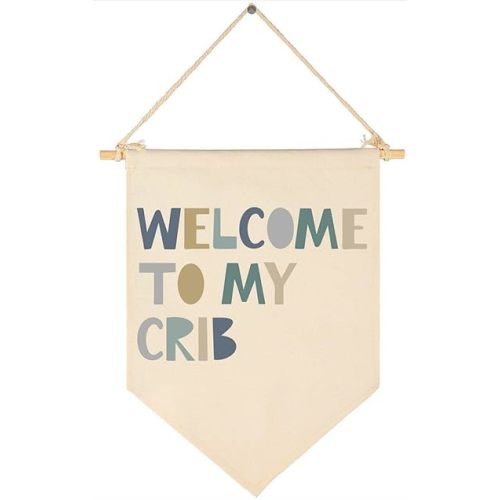 Boys Nursery Gift- Canvas Hanging Pennant Flag Banner Wall Sign Decor Gift for Nursery Baby Kids Boy Newborn Nephew Teen Bedroom Playroom Front Door- Birthday Christmas Gift