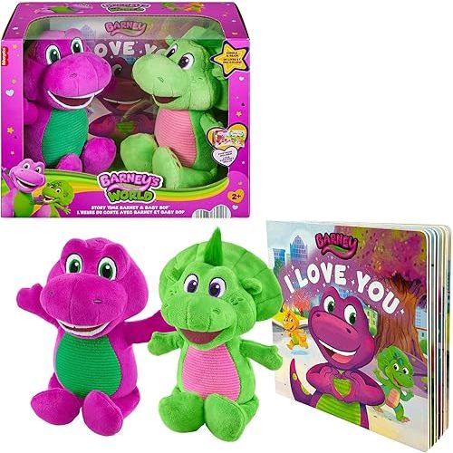 Barney World Toddler Toys by Fisher-Price, 9 inch Baby Bop plushes with Story Book for Cuddling up at Reading time, Kids Ages 2+ Years (Amazon Exclusive)