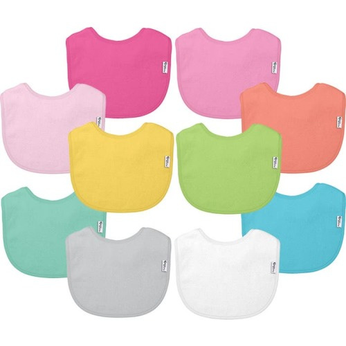 Green Sprouts 10-Pack Stay-Dry Infant Bibs, Pink