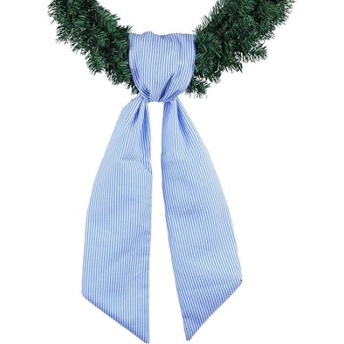 Blue Striped Wreath Sash for Front Door Wreath, 5.12" Wide x 54.33" Baby Shower Summer Holiday Door Ribbon Decorations Wedding Parties