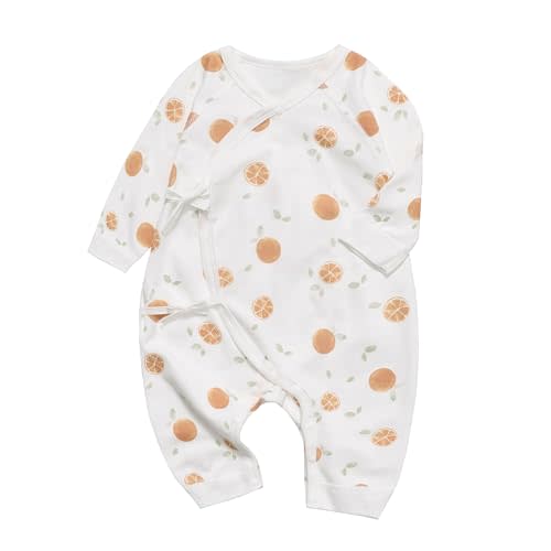 Cherie Kids 100% Organic Cotton Soft 0-6 Months Newborn Baby Romper Jumpsuits for Boys and Girls Unisex Long Sleeve