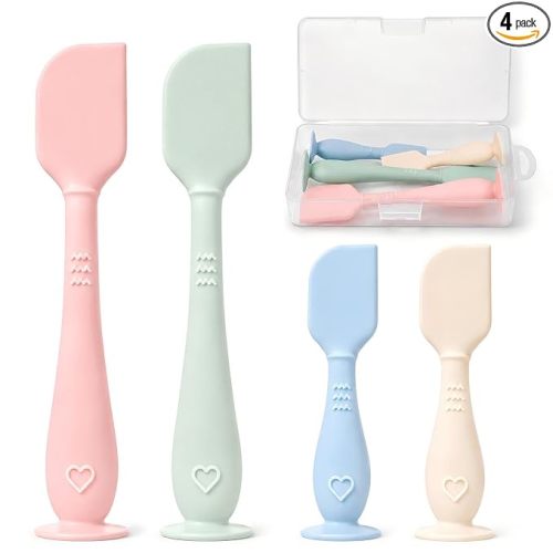 4-Pack Diaper Cream Spatula with Travel Case, Soft Baby Butt Spatula – Silicone Butt Paste Spatula, Convenient Diaper Spatula, Ideal Baby Shower Gift