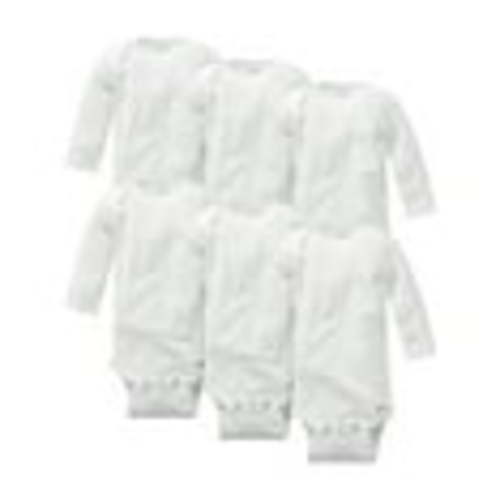 Gerber 6-Pack Organic Cotton Long Sleeve Onesies Bodysuits, Gender Neutral, White, Preemie-24M
