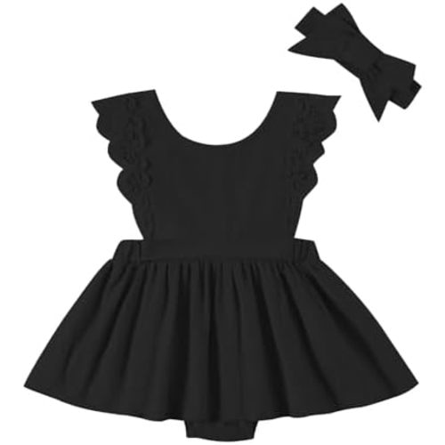 Newborn Baby Girl Clothes Sleeveless Baby Romper Dress Lace Bodysuit Jumpsuit Girl Summer Outfits with Headband