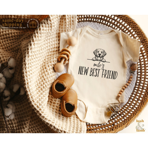 New Best Friend Onesie®, Custom Baby Onesie®, Protected By Dog Shirt, Baby Shower Gift, Kid Gift, Personalized Dog Name, Dog Lover Tee