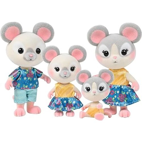 Honey Bee Acres The Cheddars Mouse Family, 4 Miniature Doll Figures, Small