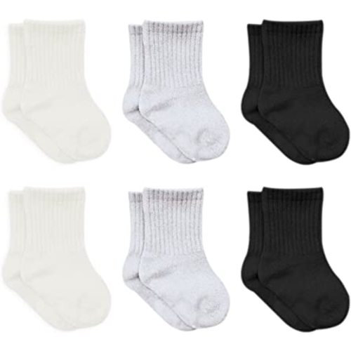 Baby Grip Ankle Socks 6 Pairs | Newborn Infant Toddlers Socks Organic Cotton | Kids Boys Girls Ankle Socks