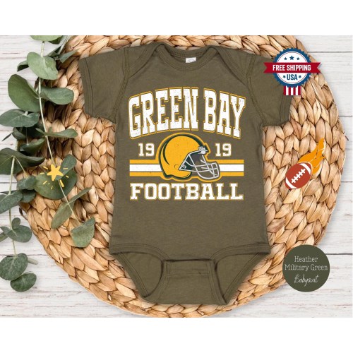 Green Bay Football Onesies®, Retro 80s Style Game Day Baby Tee, Football Baby Shower Gift, Cute Baby Bodysuit, Baby Fan Gift, Green And Gold