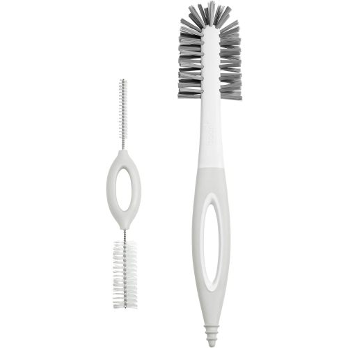 Boon Trip Double Sided Baby Bottle Brushes - Includes Baby Bottle Brush and Dual Sided Straw Brush and Detail Brush - Bottle Cleaner Brush Set - Baby Bottle-Feeding Essentials - Gray