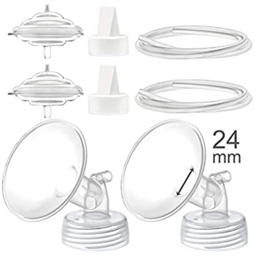 Maymom Pump Parts Compatible with Spectra S2 Spectra S1 Spectra 9 Plus Breastpump, Flange (24mm) Valve Tubing Backflow Protector, Not Original Spectra Pump Parts Not Original Spectra S2 Accessories - Flange 24mm