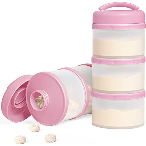 Termichy Stackable Formula Dispenser Portable Milk Powder Container, 2 Pack, Baby Pink
