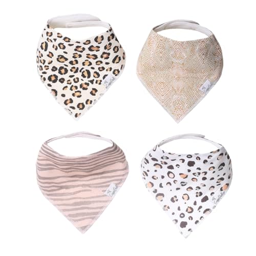 Copper Pearl 4 Pack Soft Cotton Baby Bibs for Drooling and Teething, Absorbent Drool Bibs for Baby Girl and Boy, Adjustable to Fit Newborns to Toddlers, Tons of Styles (Zara)