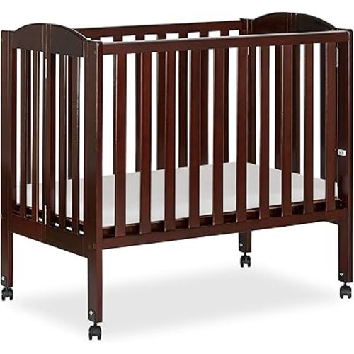 Dream On Me 2 in 1 Portable Folding Stationary Side Crib in Espresso, Greenguard Gold Certified 40x26x38 Inch (Pack of 1)