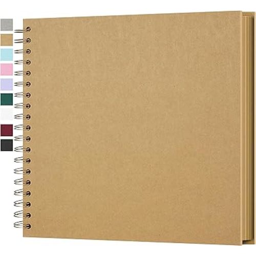 10 x 10 Inch Hardcover Kraft Blank Page DIY Scrapbook Photo Album, 40 Pages (20 Sheets) - Perfect for Wedding Anniversaries, Family Memories, and Small Scrapbooking Projects