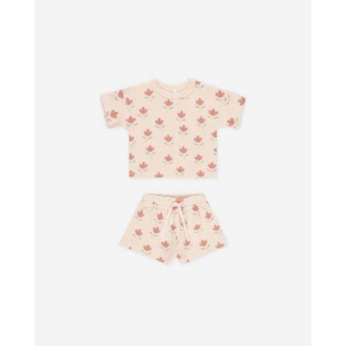 Waffle Tee + Short Set || Tulips