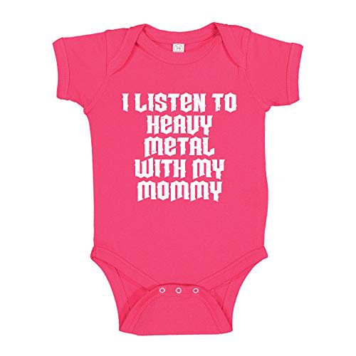 I Listen to Heavy Metal with My Mommy Baby Bodysuit One Piece or Toddler Shirt Music Clothing