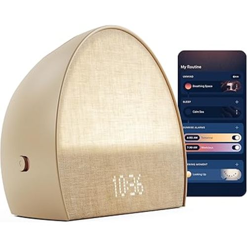 Hatch Restore 2 Sunrise Alarm Clock, Sound Machine, Smart Light (Latte) ー Your Smart Sleep Clock, White Noise, Customizable Sleep Routines for Adults, Unwind Gently, Dimmable Clock, Wake Up Energized