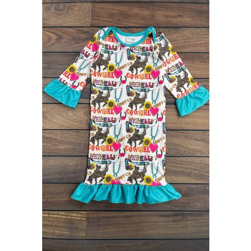 Girls Western, Cowgirl, Sunflower, Horse, Baby Gown