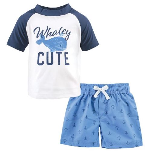 Hudson Baby Infant Boy Swim Rashguard Set, Whaley Cute, 9-12 Months