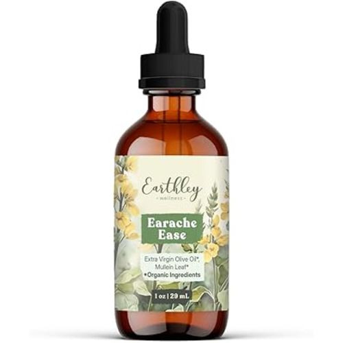 Earthley Wellness Earache Ease, Certified Organic Ingredients, Mullein Leaf and Olive Oil, Packaging May Vary (1 oz)