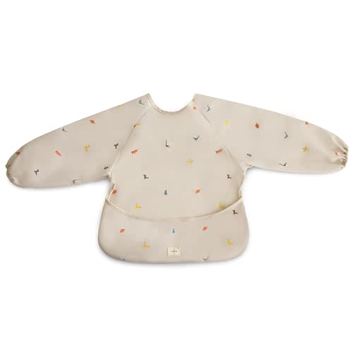 mushie Long Sleeve Baby Bib | Water Resistant Adjustable Fit for Ages 6-24 Months