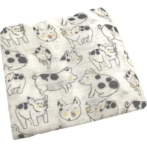 Ultra Soft Muslin Swaddle Blankets Premium Receiving Blanket for Boys & Girls Luxurious Soft and Silky 47" x 47" Pig Blanket (Pig)