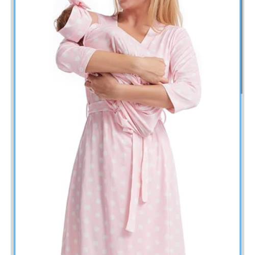 Galabloomer Maternity Robe and Baby Receiving Blanket, Matching Mommy Labor Delivery Robe and Swaddle Set