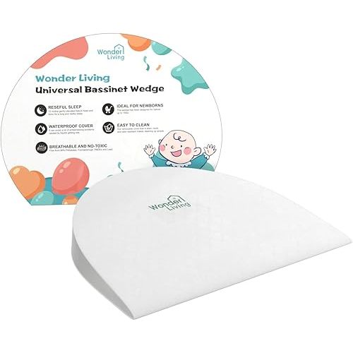 Baby Wedge Pillow for Newborn, Incline, Waterproof, Pregnancy Wedge, Premium Foam with Removable Cover, 15 x 12 x 2.6 inches