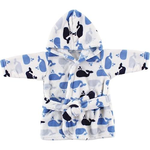 Luvable Friends Unisex Baby Plush Bathrobe, Blue, 0-9M