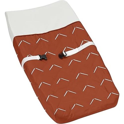 Sweet Jojo Designs Boho Arrow Boy Girl Baby Nursery Changing Pad Cover - Ivory Burnt Orange Rust Off White Farmhouse Southwest Shabby Chic Designer Chevron Neutral Bohemian Diamond Tuft Collection