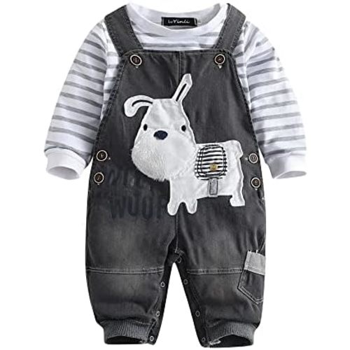 Cute Baby Boy Clothes Suit Toddler Boys' Striped long Sleeve T-Shirt+Denim Overalls Jumpsuit Pants Outfits Sets
