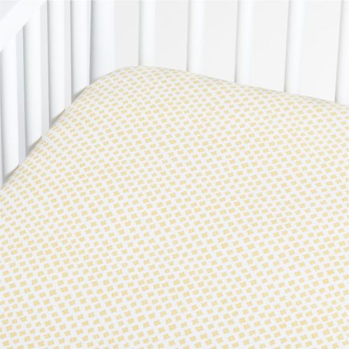 Shome Organic Patterned Yellow Baby Crib Fitted Sheet by John Robshaw