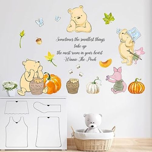 Winnie Wall Stickers for Kids, Winnie Character Stickers for Children Room, Winnie Inspirational Stickers, Winnie Removable Stickers for Baby Kids Nursery Bedroom Living Room Playroom Wall Decoration