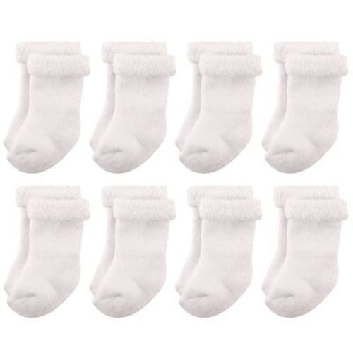 Hudson Baby Infant Unisex Cotton Rich Newborn And Terry Socks, White Terry, 0-6 Months
