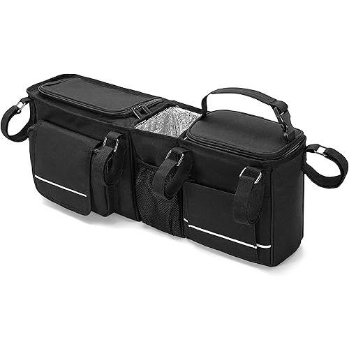 Double Stroller Organizer Compatible with BOB Duallie & Compatible with Baby Jogger City Mini GT2 Stroller, Double Stroller Parent Console with Detachable Cooler & Cup Holder, Patent Pending
