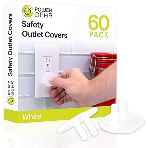 Power Gear Outlet Covers Baby Proofing Child Proof Plug Covers for Electrical Outlets Easy Install Outlet Plug Covers UL Listed Shock Prevention White 69312 60 Count