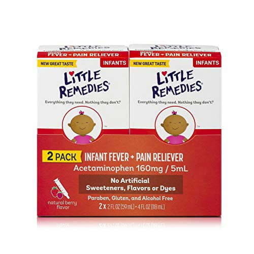 Little Remedies Infant Fever/Pain Liquid Dye-Free Natural Berry 2Oz Ct, 2-Pack