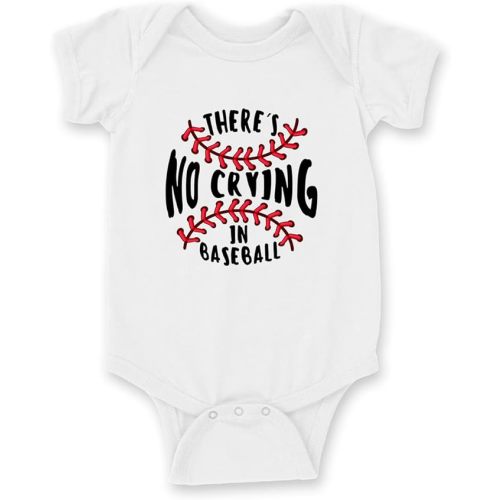 There's no Crying in Baseball I Unisex Short Sleeve White Baby Body Suit I Multiple Sizes from Newborn to 24 Months