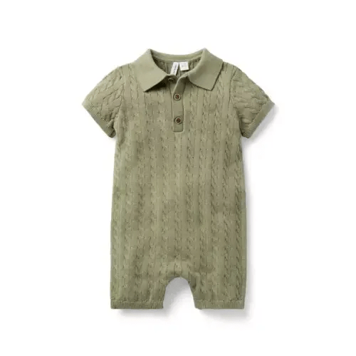 Baby Olive Baby Collared Cable Knit Romper by Janie and Jack