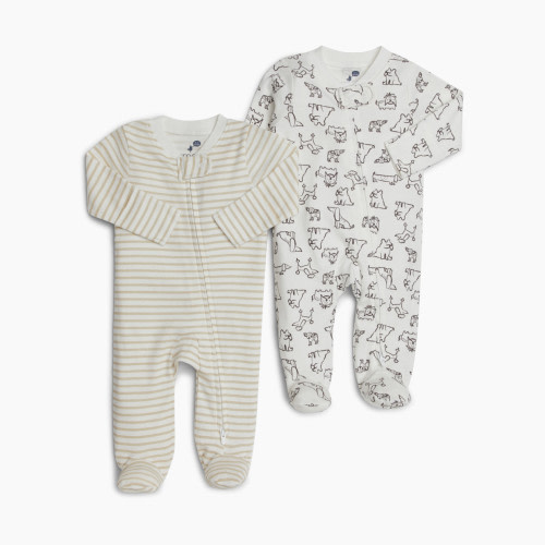 Small Story Printed Footie (2 Pack) - Crazy Dogs, 0-3 M