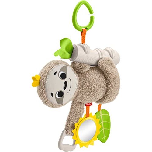 Fisher-Price Baby Stroller Toy with Motion and Sensory Details for Newborn Travel Play, Slow Much Fun Stroller Sloth