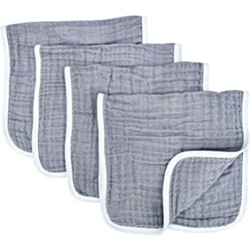 Muslin Burp Cloths Large 20 by 10 Inches 100% Cotton 6 Layers Extra Absorbent and Soft (Grey)