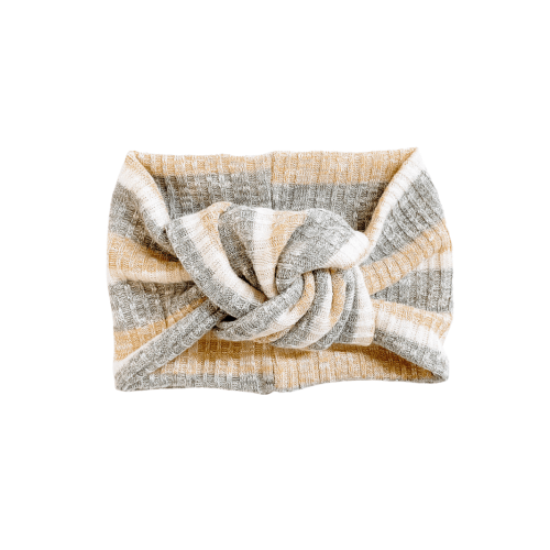 Twist Knot Headband, Heathered Neutral Stripe