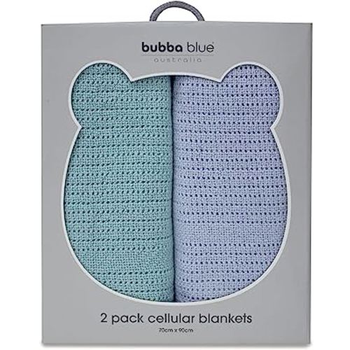 Bubba Blue Cellular Baby Blanket, 70 x 90 cm Size, Dusty Sky/Mint (Pack of 2) : Amazon.com.au: Baby