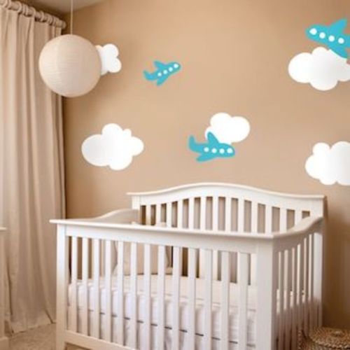 Airplane Wall Decal with Clouds