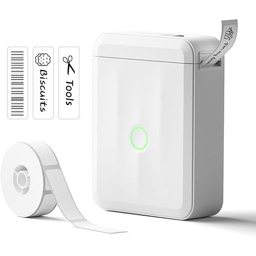 NIIMBOT Label Maker Machine Bluetooth Label Printer for School Home Office Organization, Wireless Mini Labeler D110 Upgraded Version, Label Machine with Label, White