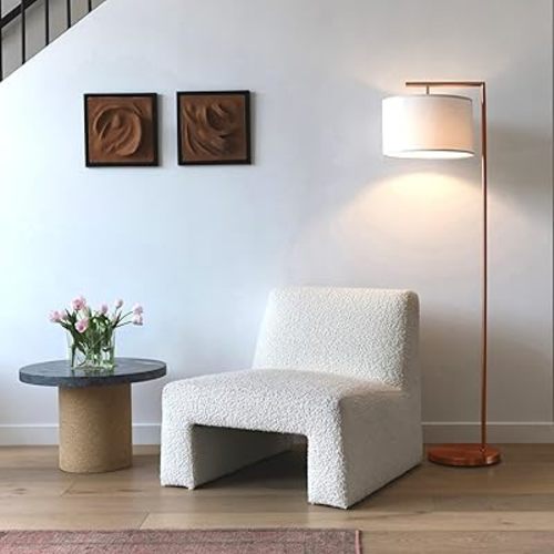 Brightech Montage Modern Floor lamp, LED Floor Lamp for Living Rooms & Offices - Tall Standing Lamp for Bedroom Reading - Corner Pole Lamp for Contemporary Home Decor - Rose Gold
