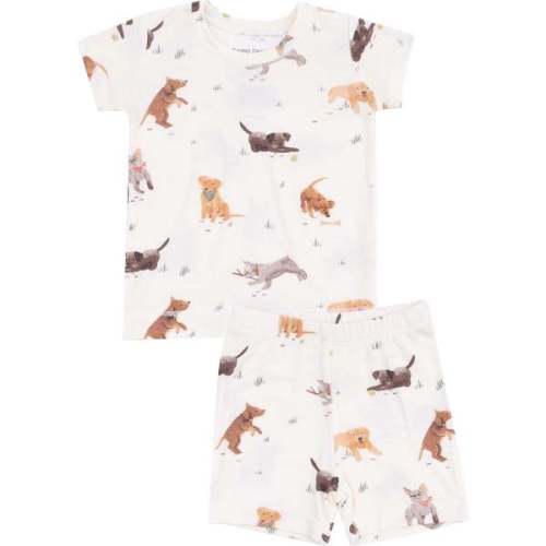 Loungewear Short Set, Watercolor Puppies - Angel Dear | Maisonette