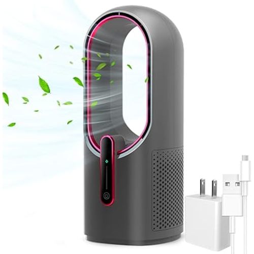 Desk Fan Bladeless, 11.8 Inch Office Fan Small, Quiet, 3 Speed Adjustment, Touch Control, Easy to Clean, Desk Fans Small Quiet, Ideal for Office, Living Room, Bedroom