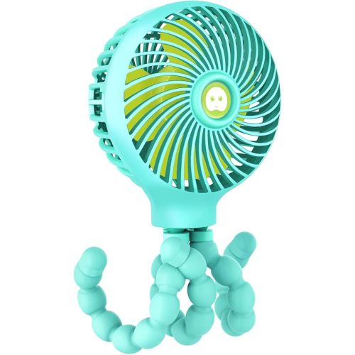 TRELC Mini Handheld Stroller Fan, Personal Portable Baby Fan with Flexible Tripod, 2024 Upgraded Version, Gift for Children, Rechargeable Fan for Office Room Car Traveling BBQ Gym Fan (Green)